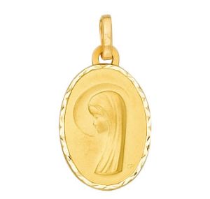 Médaille Ovale Vierge Diamante Profil Ga